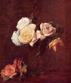 Henri Fantin-Latour : Roses in a Vase